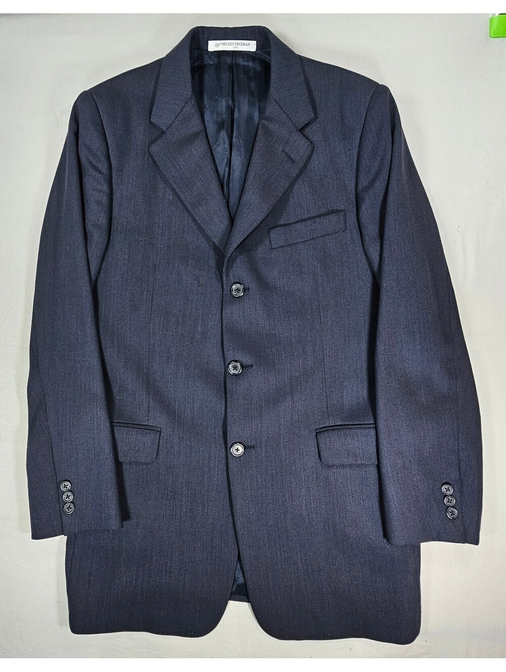 Hickey Freeman Ltd Mens 100% Wool Navy Blue Blazer Sport Coat 39R 3 Button